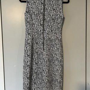 Calvin Klein black/white work dress with gold zipper